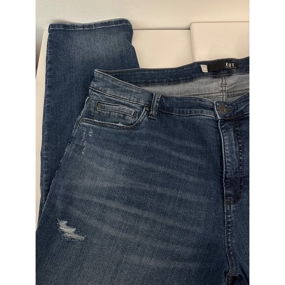 Kut from the Kloth Jeans Plus 20W Boyfriend Distressed Blue Denim Stretch Casual - Picture 12 of 15